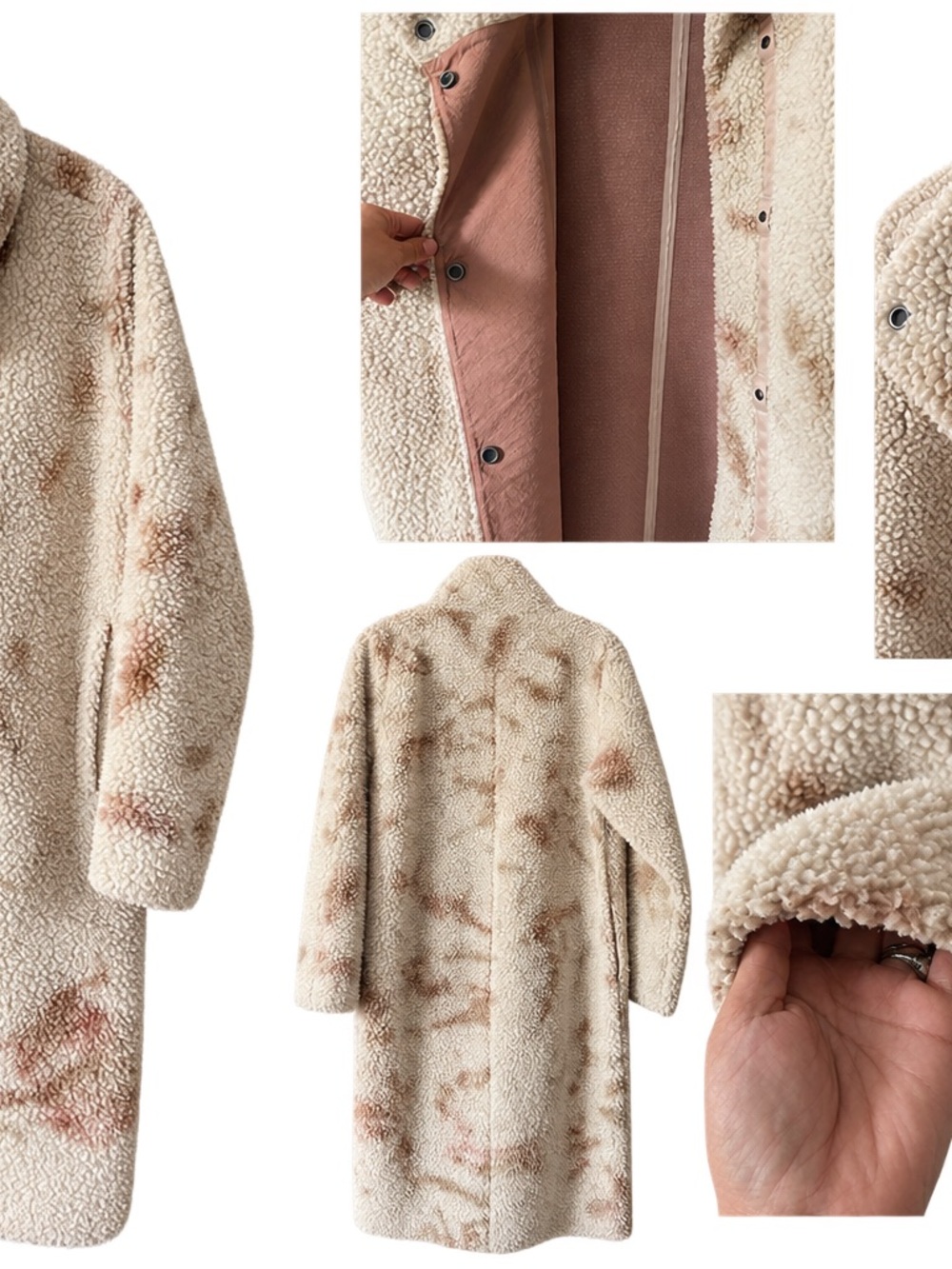 lululemon athletica Cream Sherpa Coat with Blush Tie-Dye Accents